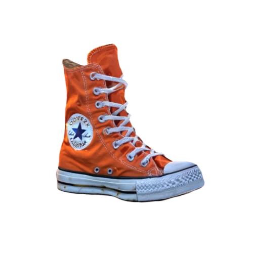 Knee high converse all star shoes, orange coloring